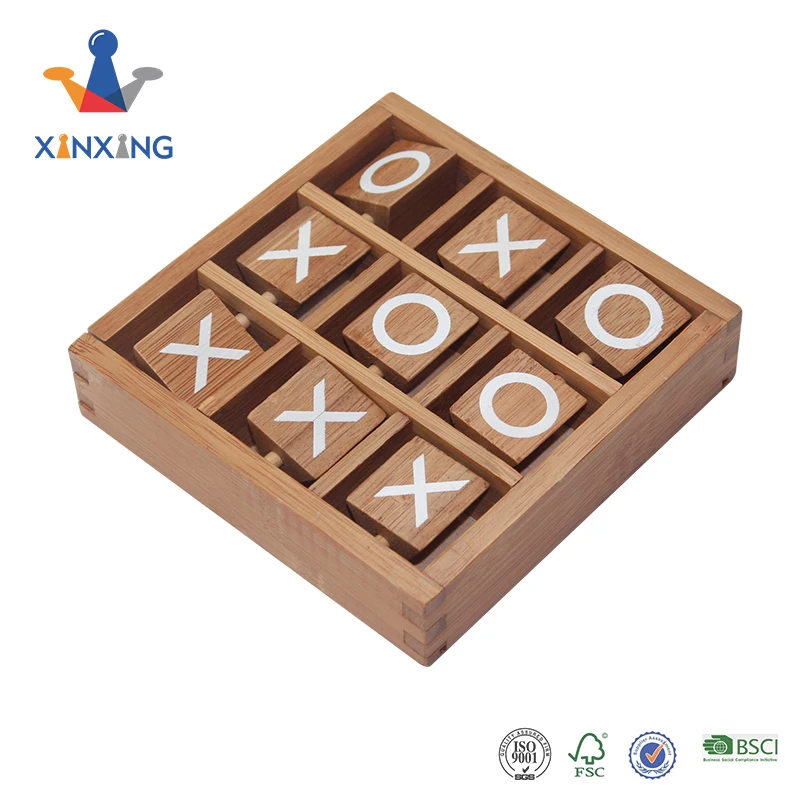 Tic Tac Toe Wooden Board Games Noughts and Crosses Family Travel Game