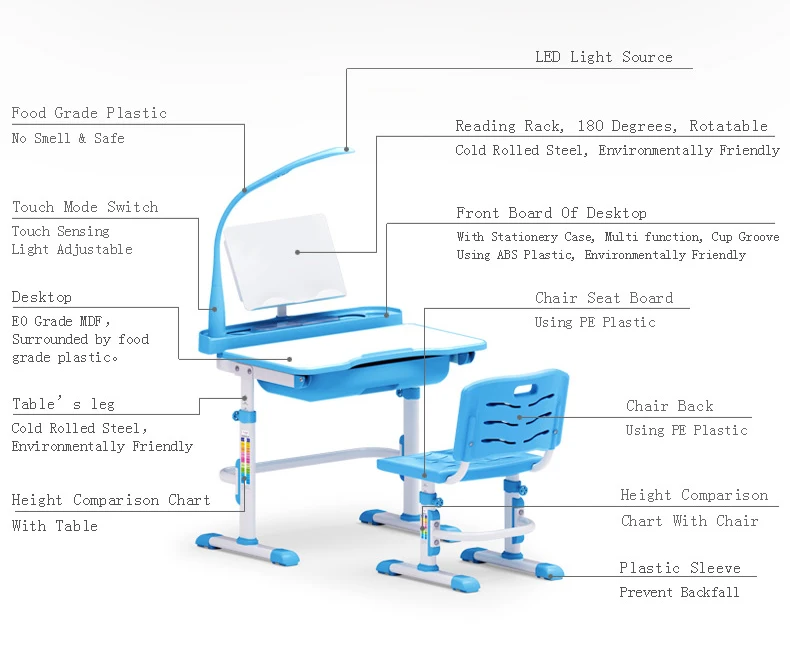 M8 H Most popular children furniture set kids table chair metal kids  writing desk