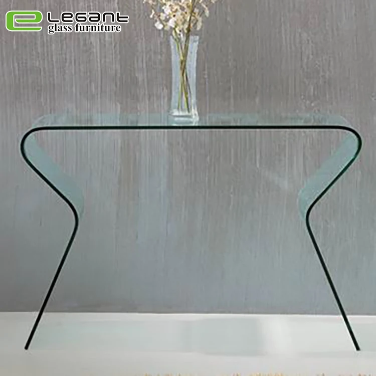 Consolle 125x40 cm in vetro trasparente curvato - City