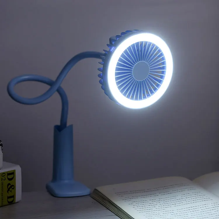 USB Rechargeable standing portable clip on desk led lamp fan