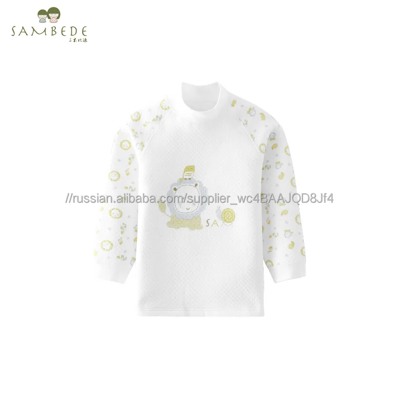 
 Sambede От 1 до 8 лет среднего воротник с длинными рукавами из мягкой ткани детская Плотная хлопковая Футболка SME0819  