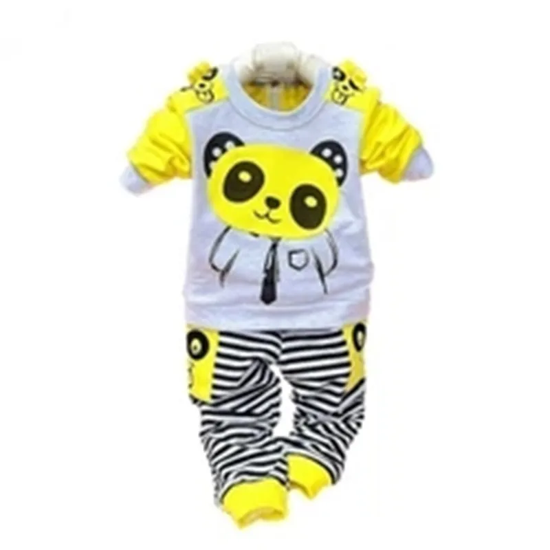 2014 Spring baby sets cartoon Panda velvet set twinset long sleeve hoodie pants children clothing set