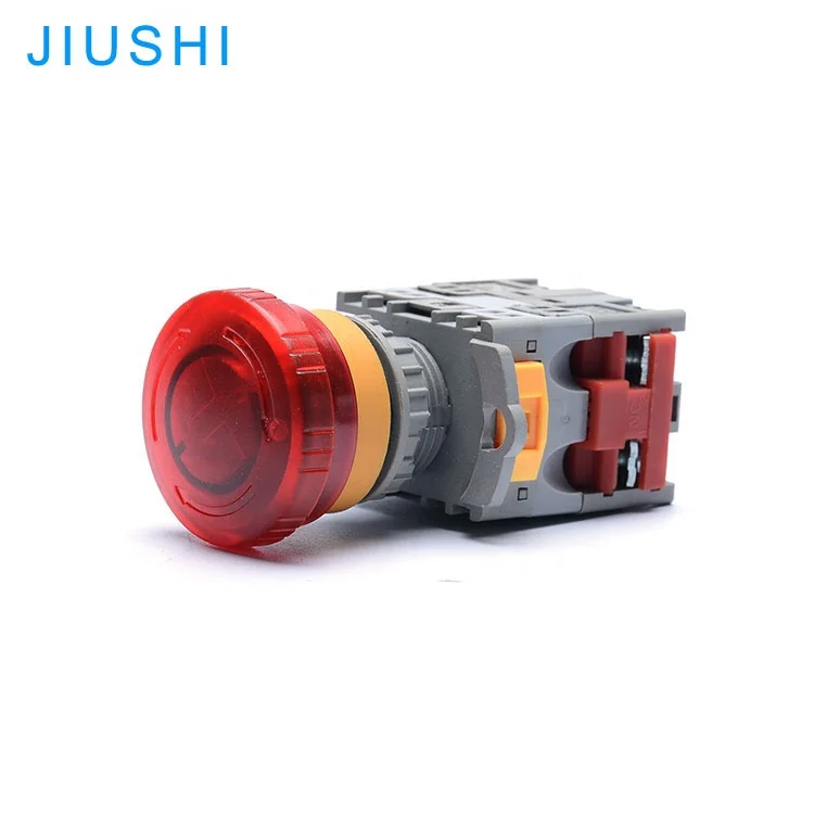 TN2BKD Emergency Stop Push Buttons Mushroom  Switches Illuminated 22mm Switch 1NO 1NC Maintained Push / Turn to Release, China