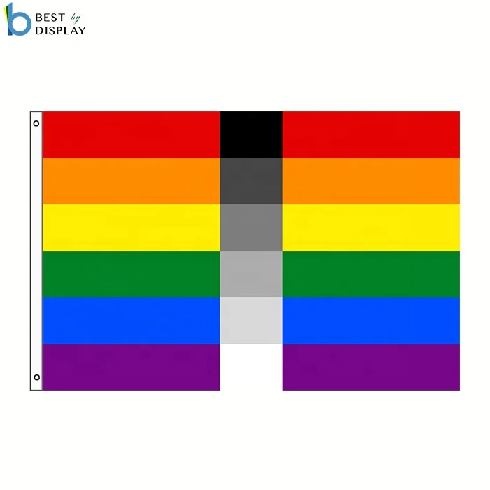 Custom Printed 100D Polyester LGBT Rainbow Flag Gay Pride Flag