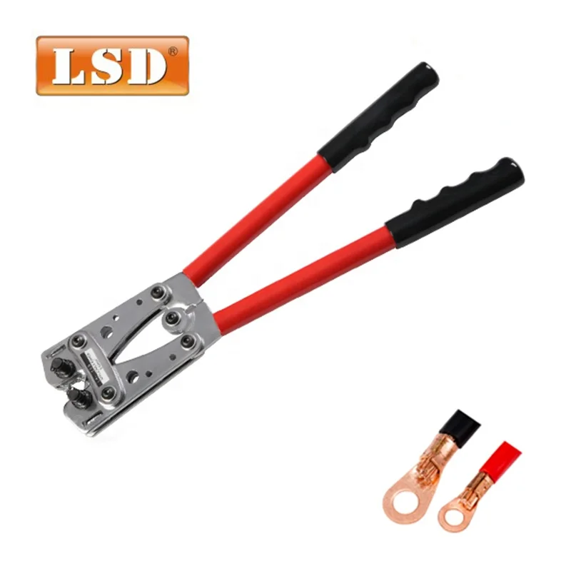 Wire Terminal Crimping Tool AWG 8-1/0 Cable Lug Crimper Cu/Al Electrician Plier 