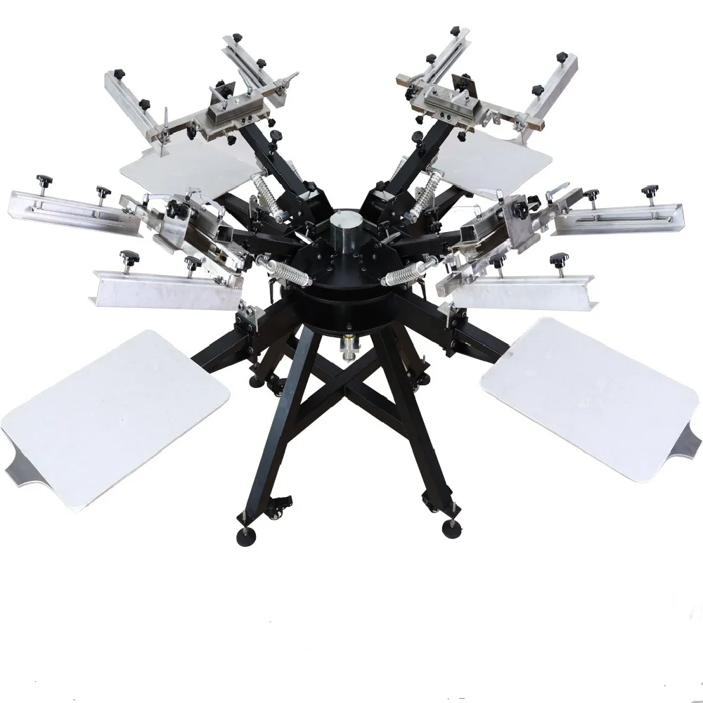 product 12 color 12 station manual mirco registration screen printing machine for clothing pure cotton t shirt-4