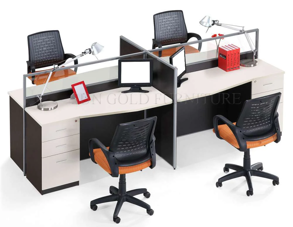 Four Person Modern Acrylic Divider Office Workstation, #AL-OPN