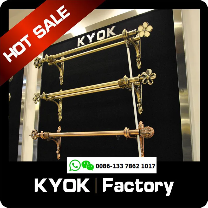 KYOK Decorative Pipe and Drape Curtain Accessories Iron Pipe 28mm Wood Color Curtain Rods in India