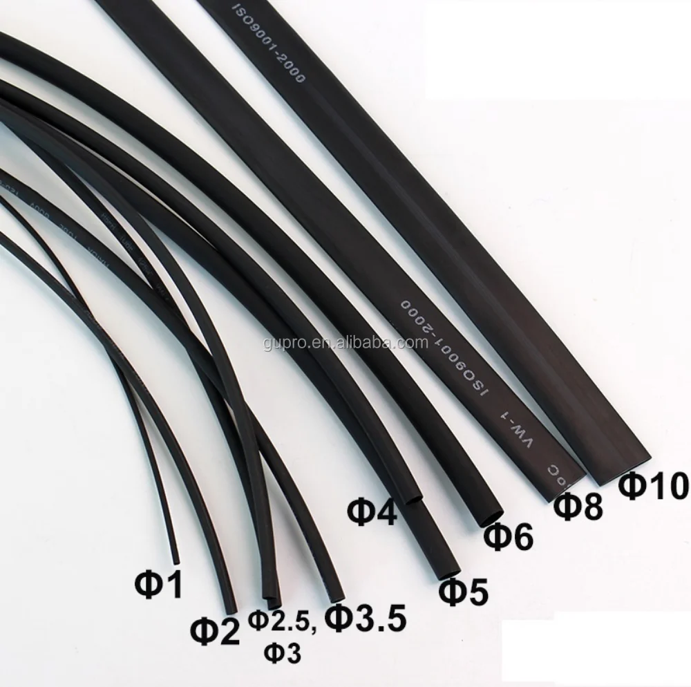 Terminal del cable 200PCS tubo termocontra/íble de 1 mm 2 mm 3 mm 2,5 mm 3,5 mm 4 mm 5 mm Tubo Shrinking manguitos de conexi/ón arrollada Cable Kit