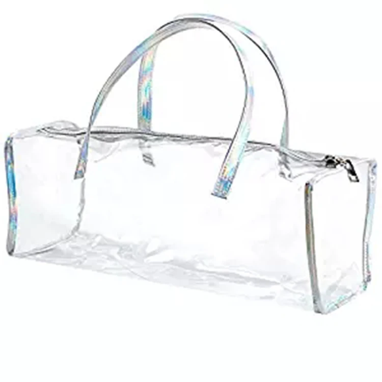 Lyellfe 2 Pack Clear Duffle Bag for Women, Heavy Duty Sports Tote Gym Bag,  Large PVC Tote Bag with Zipper, Plastic Makeup Toiletry Bag for Gym