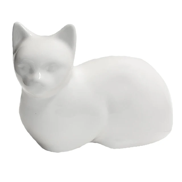 white cat urn