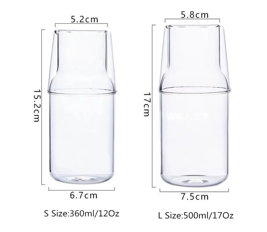  Vasos de agua con vaso de vidrio para beber vasos de agua fría  y caliente, juego de vasos de agua para mesita de noche, botella de  resistencia a altas temperaturas (color