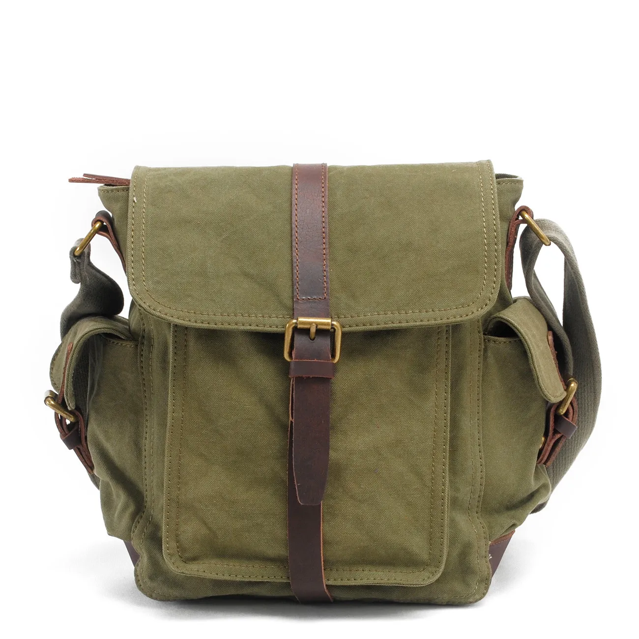 Water proof Canvas Shoulder Bag Men Leisure Bag with Leather