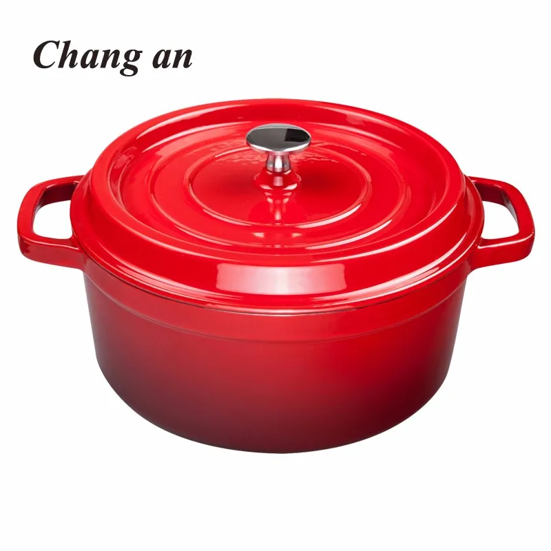 24cm Red Gradient Enamel Cast Iron Dutch Oven Buy Dutch Oven Enamel