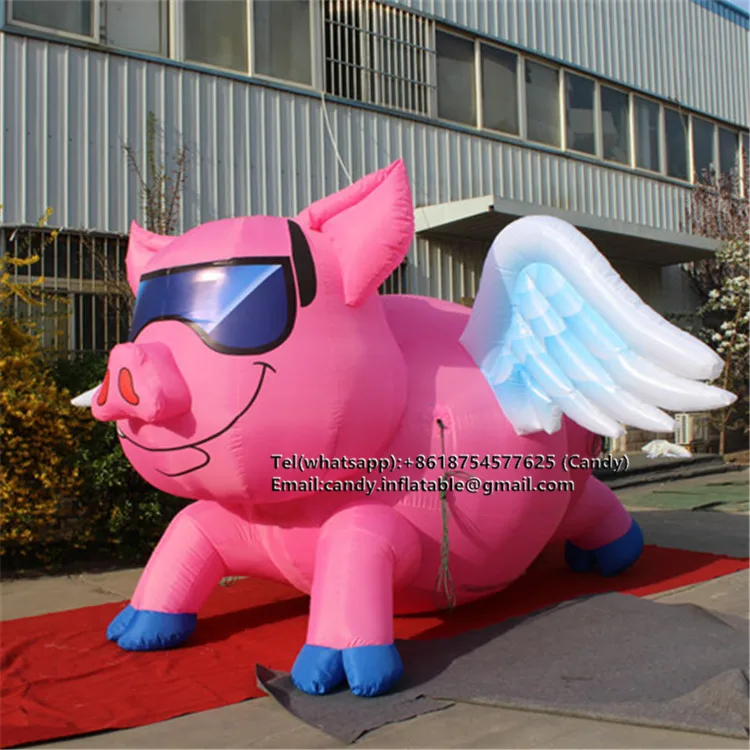 Attractive Giant Inflatable Flying Pig With Free logo Printing