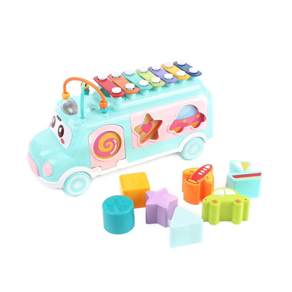 
 3 в 1 игрушки головоломки автобус блоки музыкальный инструмент для ксилофон для детей ясельного возраста  