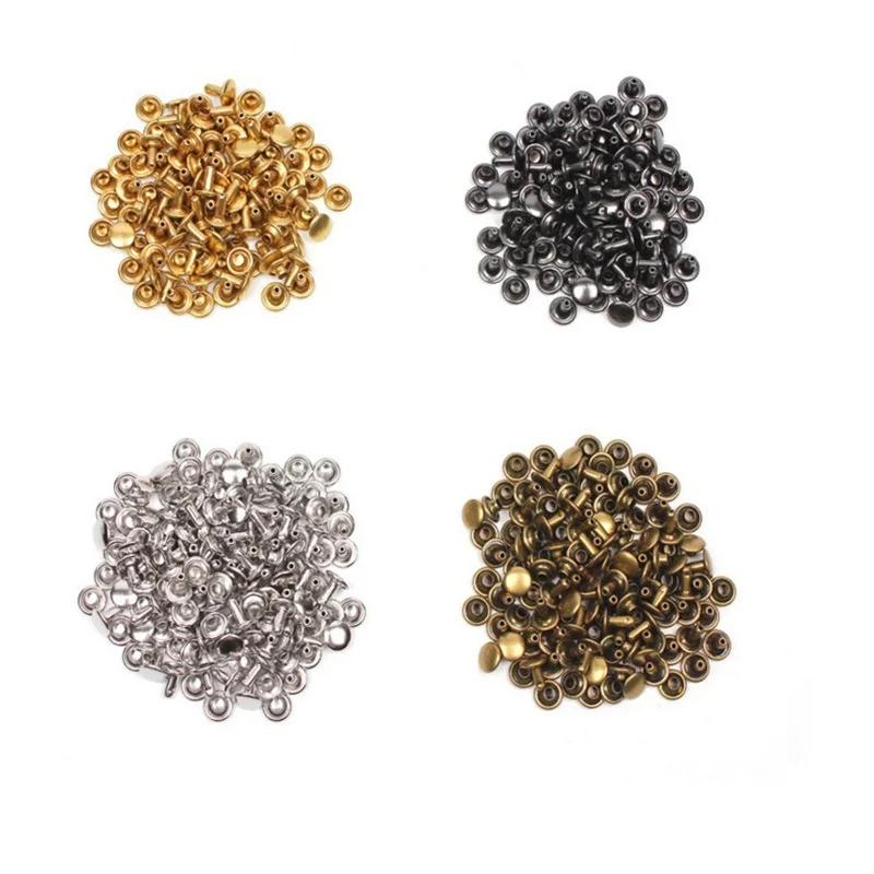 Tandy Leather Small Brass Double Cap Rivets - Pack Of 100 For Leathercraft Projects