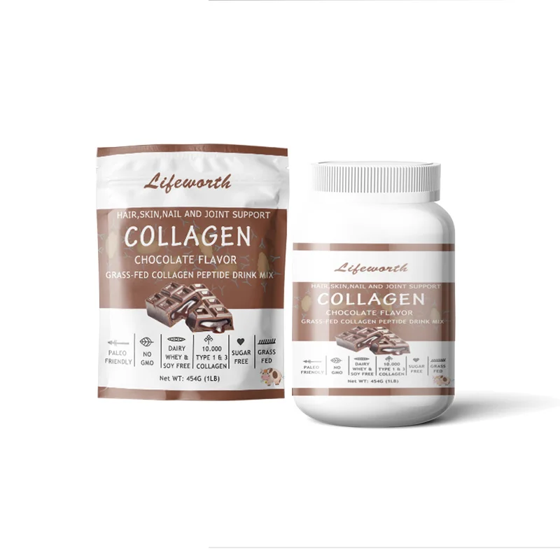 Lifeworth chocolate bovine collagen peptide powder drink