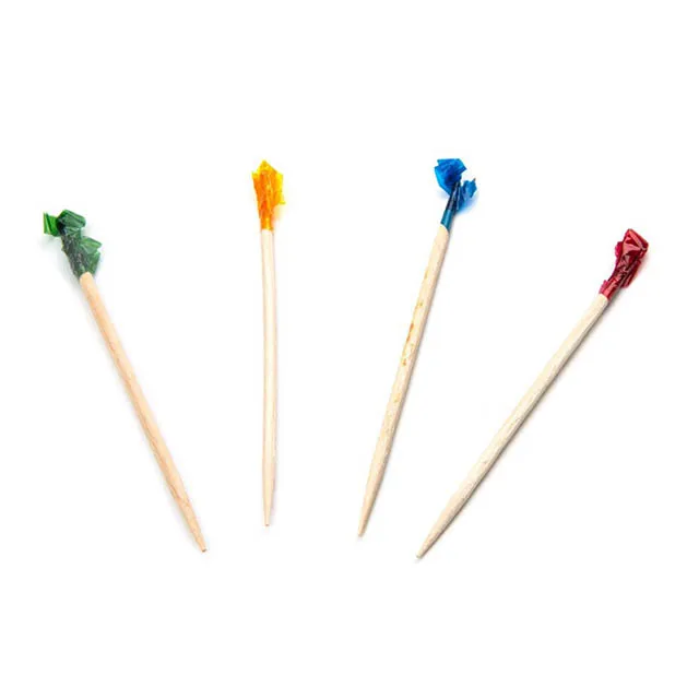 Free Post 100 PCs Club Cellophane Frilled Toothpicks Assorted Colours 10cm 