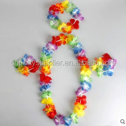 
Персонализированные разноцветные радужные шелковые леи с гавайским цветком для свадебной вечеринки 