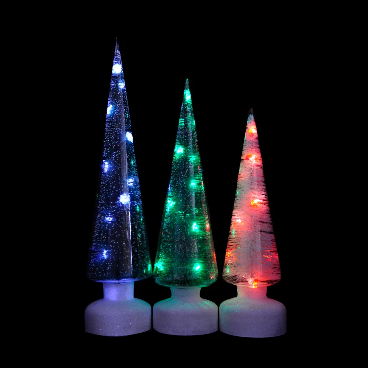 2023 Popular 3pcs Set Christmas Decorative Lights Glass Tree Tabletop Centerpiece Decoration supplier