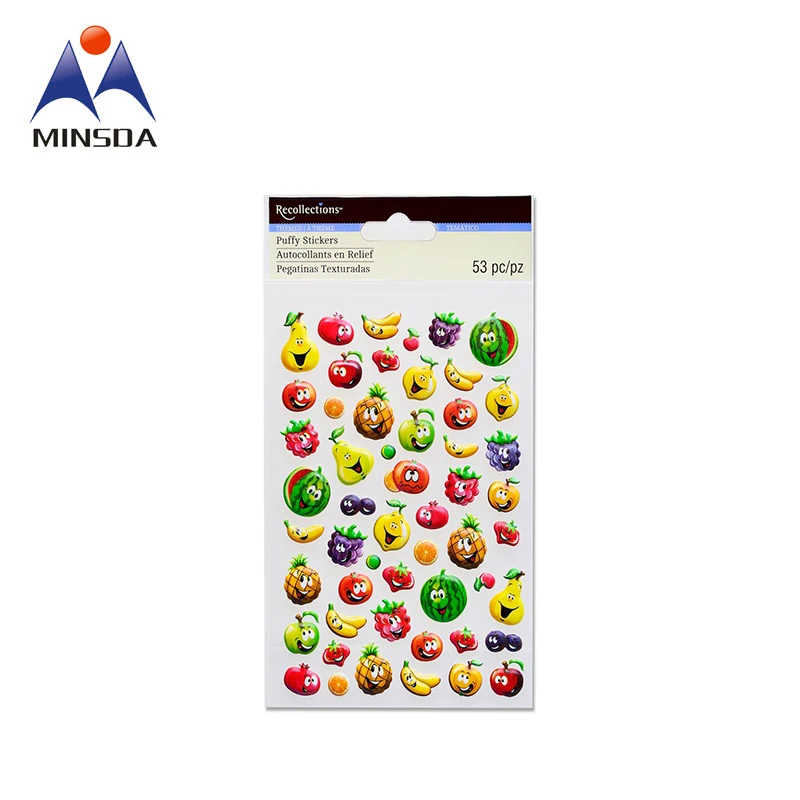 Minsda Shenzhen Puffy Sticker Custom Printing Die Cut Adhesive Sheet Bubble Sticker