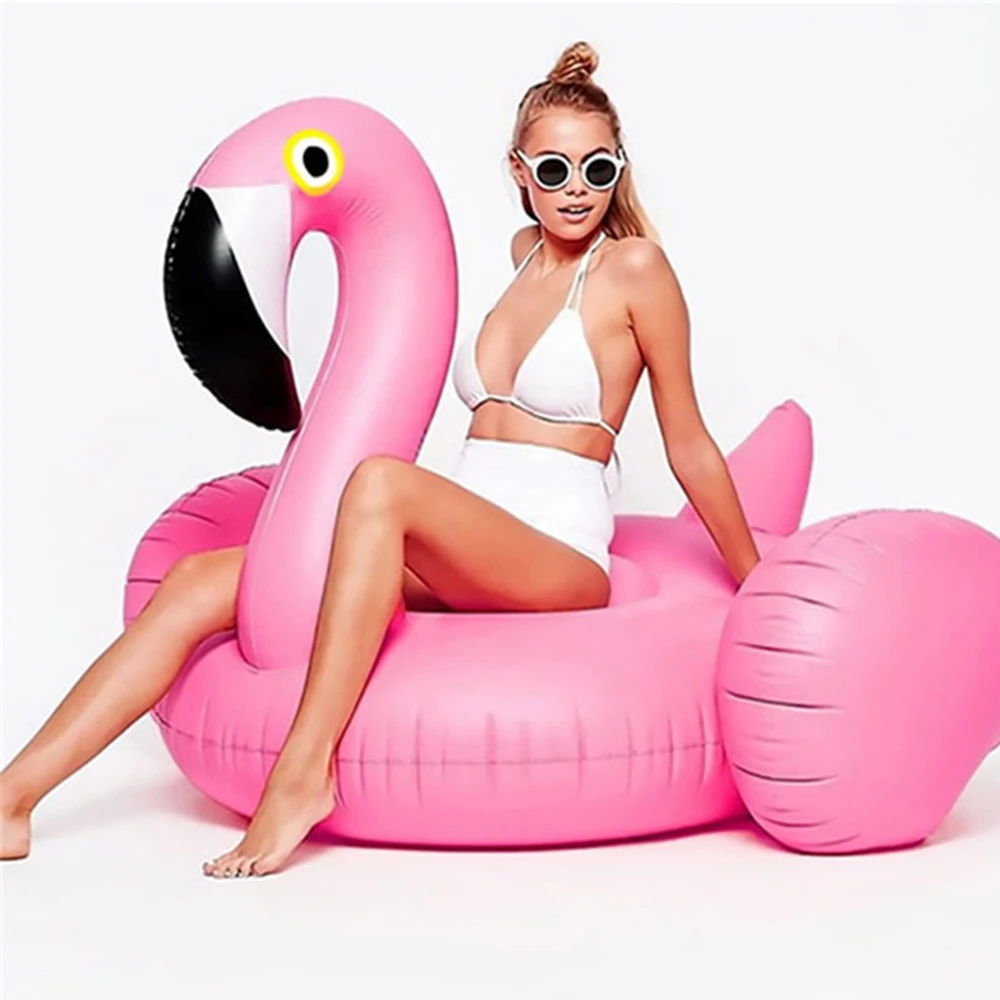 Inflatable Flamingo Float Pool Pink Ride-On Swimming Ring Adults Water Party 