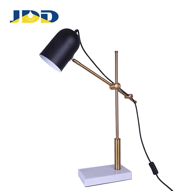 2019 zhongshan manufacturer New design Steel Marble table light living room lamp LED marble black adjust desk lamp