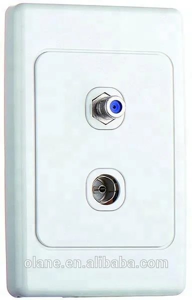 WHITE Twin TV or FM Slimline Aerial Co-Axial Double Outlet Socket Knightsbridge 