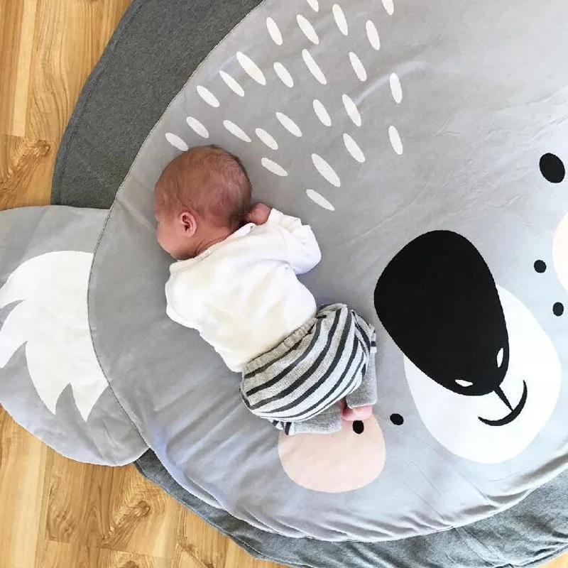 Новый серый круглый детский игровой коврик Koala толщина 2 см для скалолазания домашний