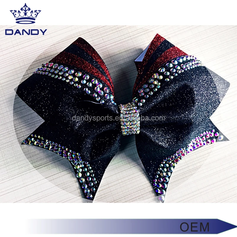 Nœud Pour Cheveux Pailleté CHEERLEADING - Personnalisation Nom Gratuite - Taille LARGE - Fait Main
