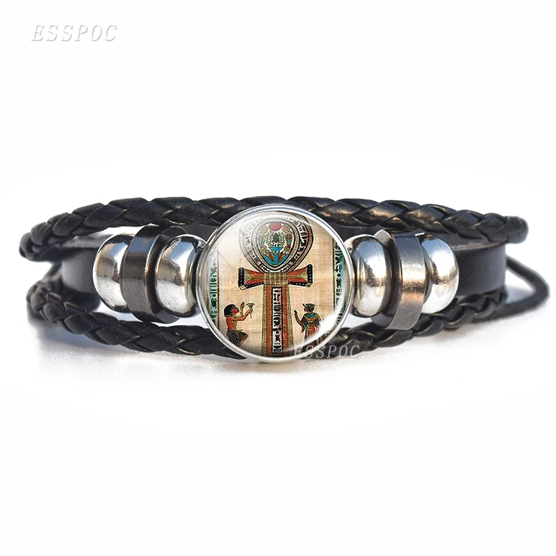 アクセサリー 00s NECROMANCE rare bracelet hide yasu Anubis Glass Cabochon Bracelet - Egyptian Ankh Cross Jewelry