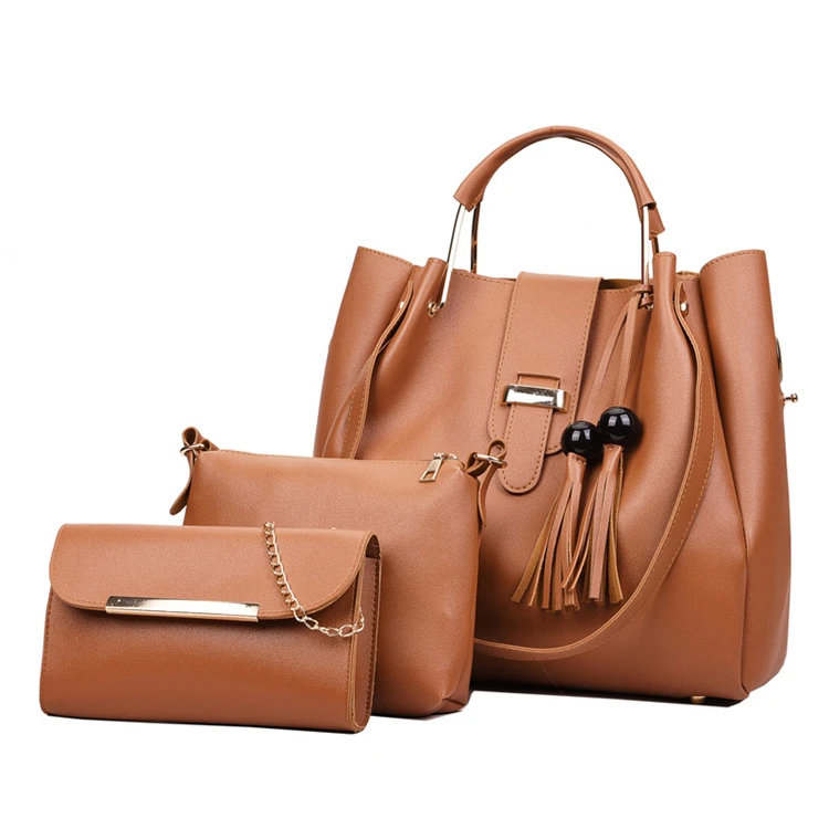 New Design PU Leather Bag Set with a Small Size Purse Ladies