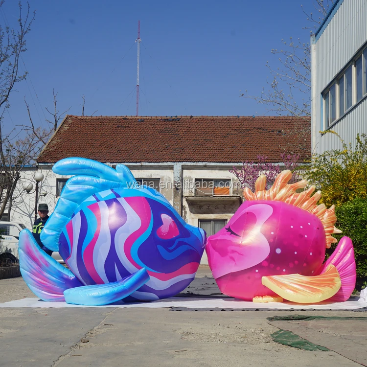 Giant Custom Design Inflatable Kiss Fish Model for Advertising Event