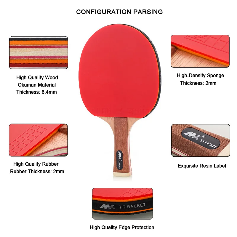 Небольшой минимальный заказ, стандартное весло для пинг-понга, профессиональная тренировочная ракетка из тополя для настольного тенниса и пинг-понга с сумкой