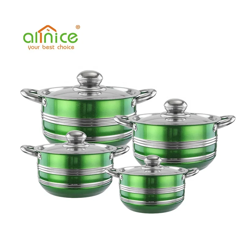 5pcs Stainless Steel 410 Cookware Colorful Stock Pot Set with Lids