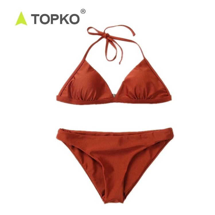TOPKO моды с лямкой на шее ремешок шею одноцветные футболки для девочек купальный костюм бикини; Лидер продаж; Пикантная обувь очень бикини