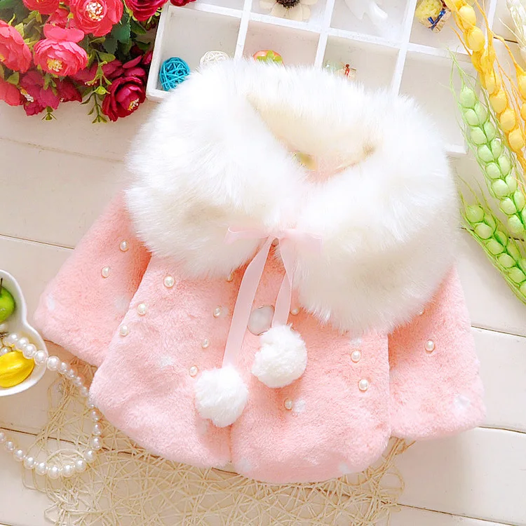 Cute Soft Baby Infant Girls Autumn Winter Coat Cloak Jacket Thick Warm Clothes 