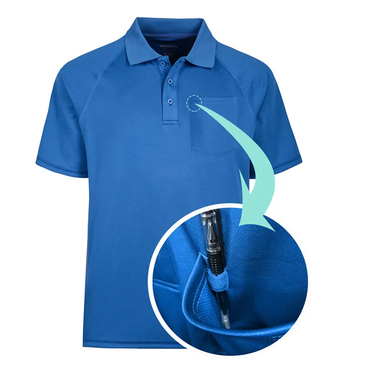 moisture wicking polo shirts with pocket