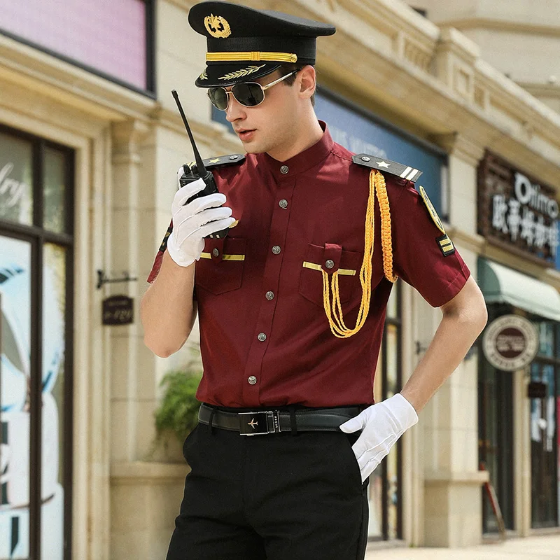 Summer Short Sleeve Security Guard Dress Uniform with Stand Collar