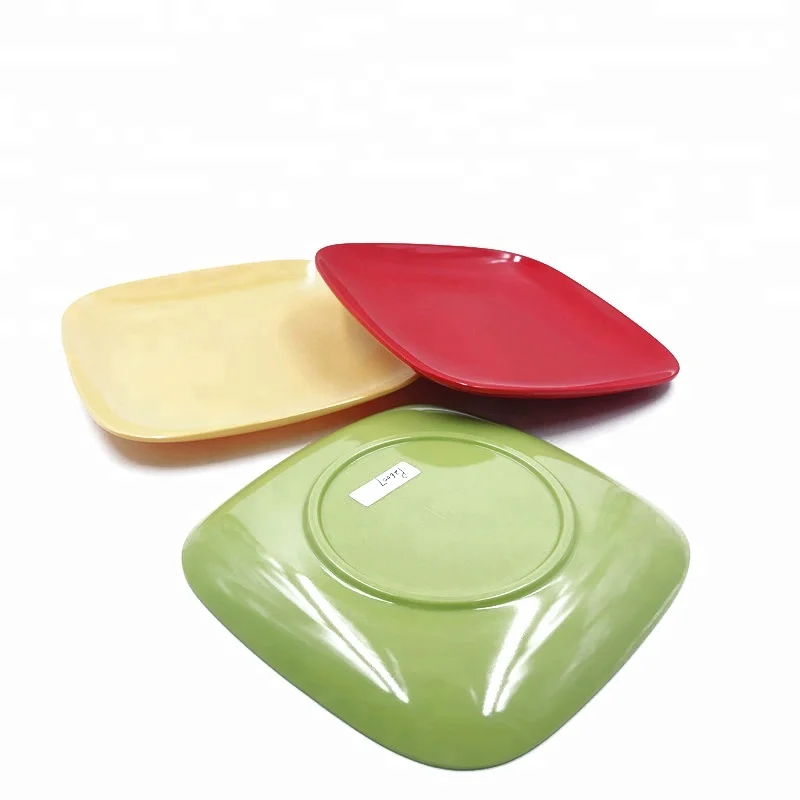 OEM Colored square Plates Melamine Cheap square Plastic Plates Red square  Plate