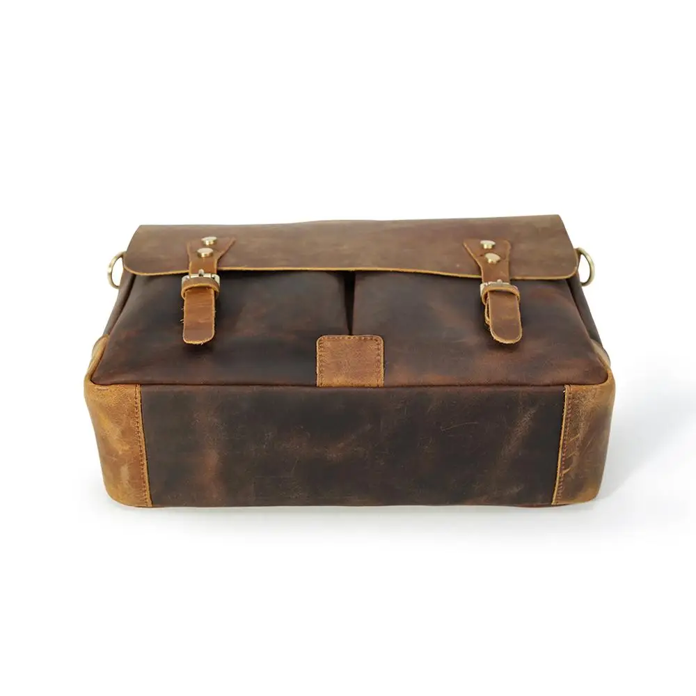 Tiding Executive Crazy Horse Cowhide Laptop Messenger Bag Full Grain Leather Briefcase Man