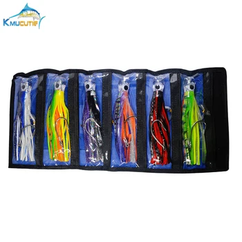 9 inch SET of 6 Pusher style Marlin Tuna Dolphin Wahoo Big Game Trolling octopus skirt Lures Trolling fishing Lures