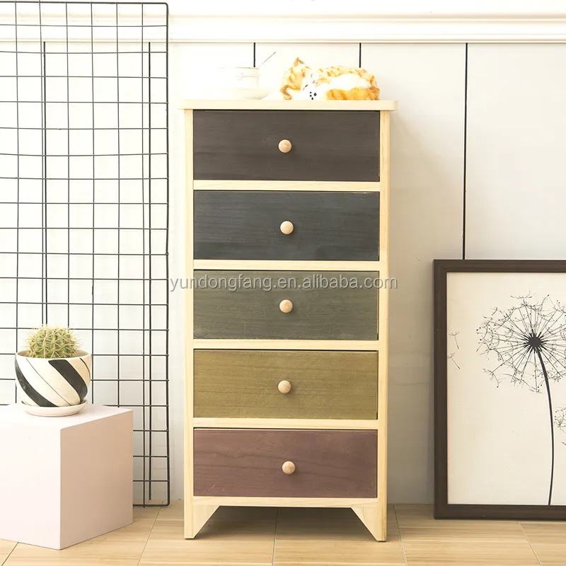 Красочный Деревянный Комод с ящиками