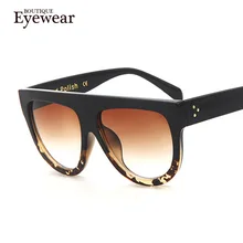 Woman Flat Top Mirror Sun Glasses Cat Eye Sunglasses French brand oculos De Sol