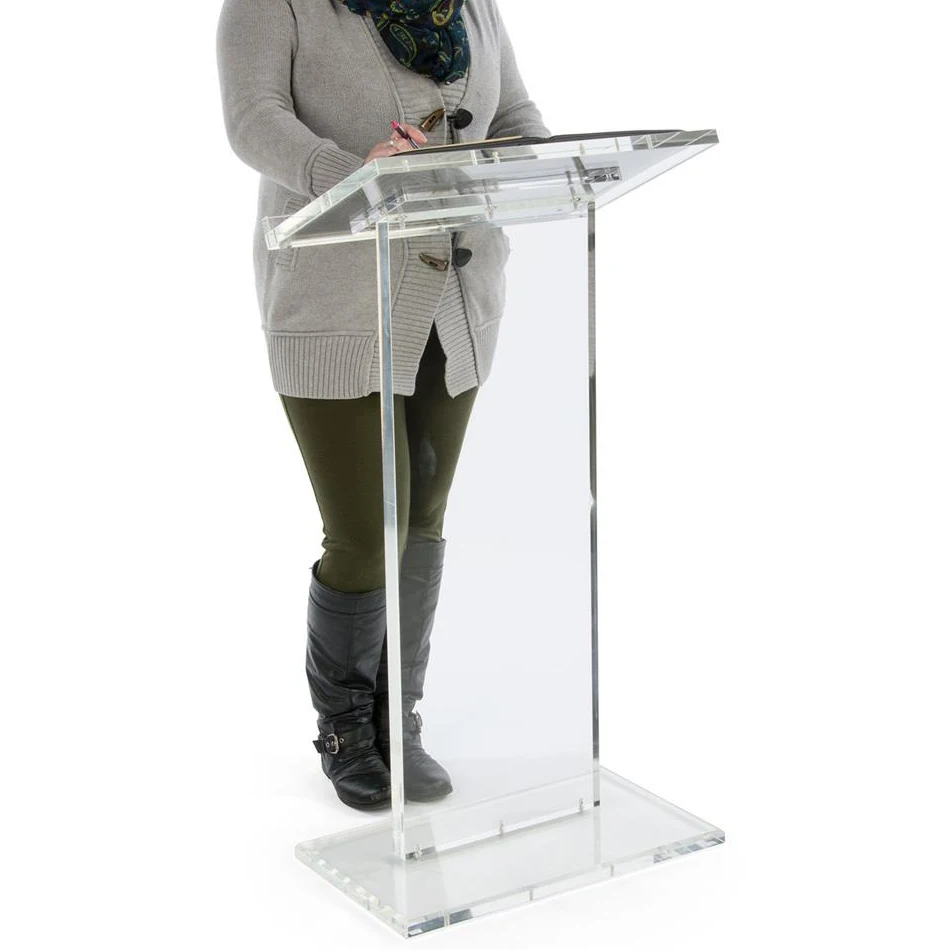 Floor Standing Acrylic Lectern Large Reading Surface Clear Lucite Podium Pulpit