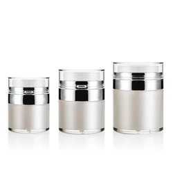 Cosmetic Jars And Bottles 15g 30g 50g Round Cosmetic Plastic Vacuum Packaging Bottle Lotion Face Cream Acrylic Pump Container Jars With White Cap