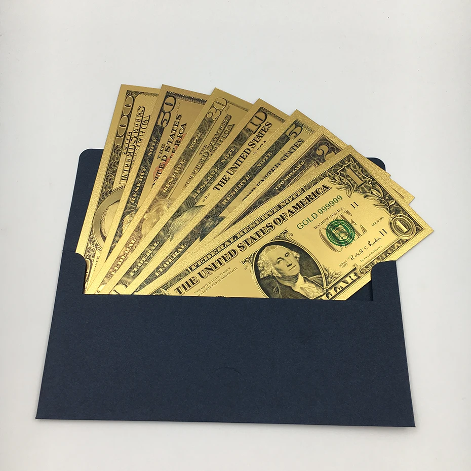 High Quality PET Material US Dollar 24K Gold Banknote Set for Collection