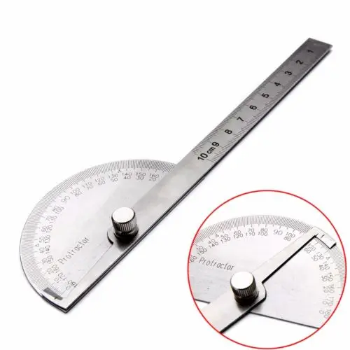 Stainless Steel 0-180 degree Protractor Finder Arm Measuring Ruler Tool O 