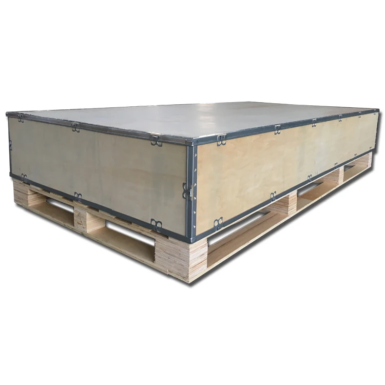 Foldable Custom Type S Folding Wooden Crate Box With Steel Strip